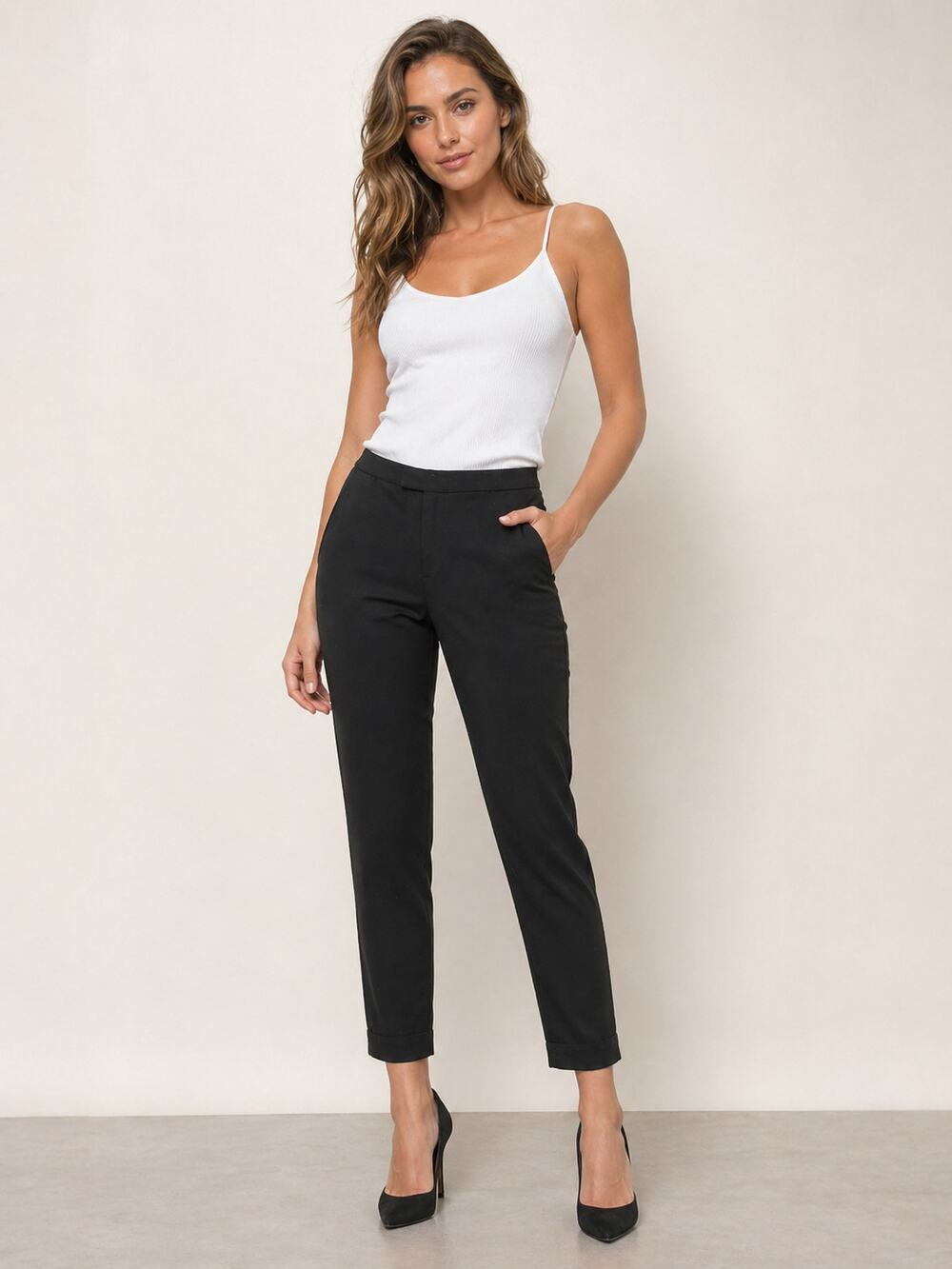 ATM Anthony Thomas Melillo Black Skinny Ankle Pants Stretch Cotton Size 6